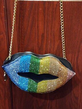 Betsey Johnson Rainbow Lips Crossbody Pucker Up